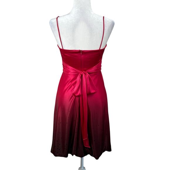 VTG Jump Apparel Cherry Red Ombre Polka Dot Satin Party Prom Mini Dress Jr 5/6 - Picture 2 of 16